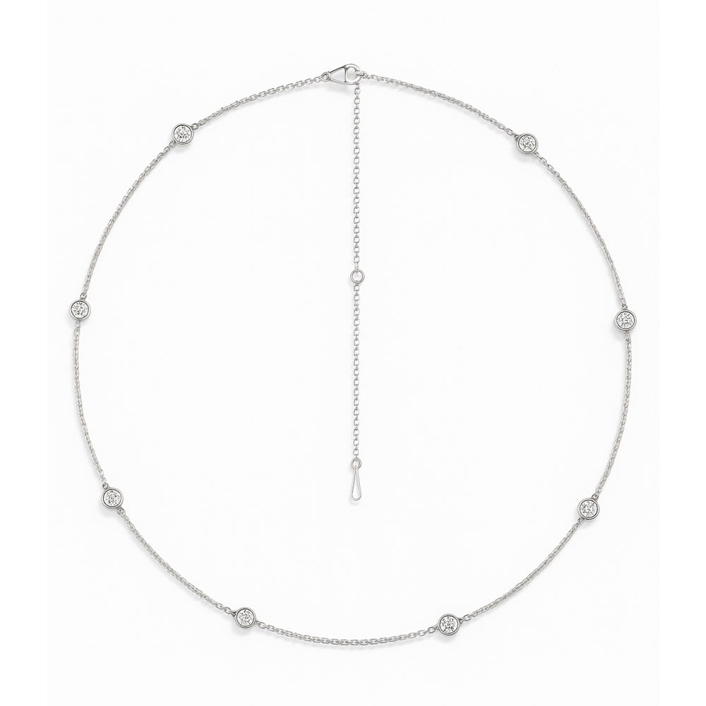 14K White Gold Lab Grown Diamond 1 1/2 Ct.Tw. Yard Chain Necklace (SIZE-16"): 14K White Gold Lab Grown Diamond 1 1/2 Ct.Tw. Yard Chain Necklace (SIZE-16") This sophisticated yard chain necklace showcases 1 1/2 CT TW of lab-grown diamonds along a sleek 14K white gold chain. The 