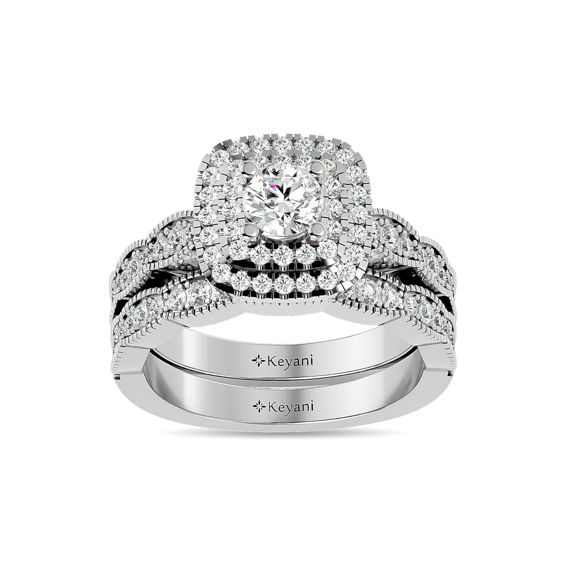 Diamond 1 1/3 Ct.Tw. Bridal Ring in 14K White Gold: Diamond 1 1/3 Ct.Tw. Bridal Ring in 14K White Gold 14k White Gold Stone Color: G-h Stone Clarity: Si2 Each ring is presented in standard size 6.5. Complimentary resizing is available between sizes 510