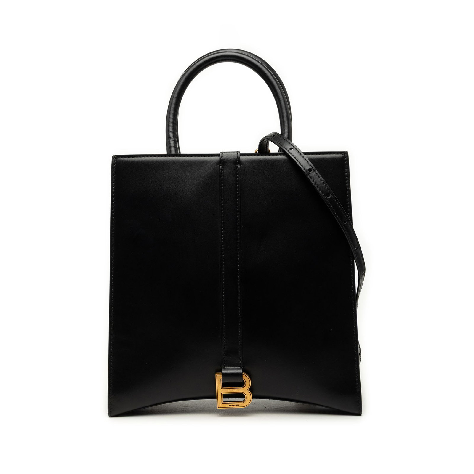 Balenciaga Hourglass Small Soft Leather Tote Bag Black (1 of 6)