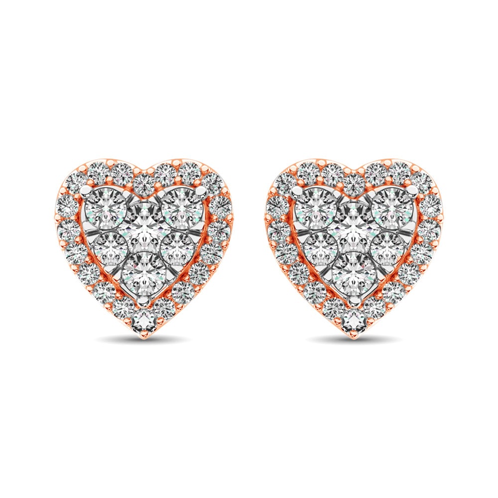 Diamond 3/4 Ct.tw Heart Earrings in 14K Rose Gold: Diamond 3/4 Ct.tw Heart Earrings in 14K Rose Gold 14k Rose Gold Stone Color: Gh Stone Clarity: Si2 This item may take 2-5 weeks for shipping. PLEASE NOTE: Framed, Large, or heavy items do not have shi