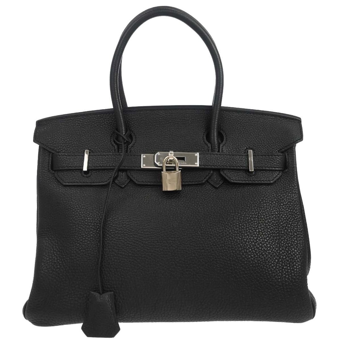 HERMES Birkin 30 Black Togo Leather Top Handle Bag: HERMES Birkin 30 Black Togo Leather Top Handle Bag Hermes Birkin 30 top handle handbag in black Togo leather with double handles, leather lining, and lock accent. Made in France, this medium handbag s