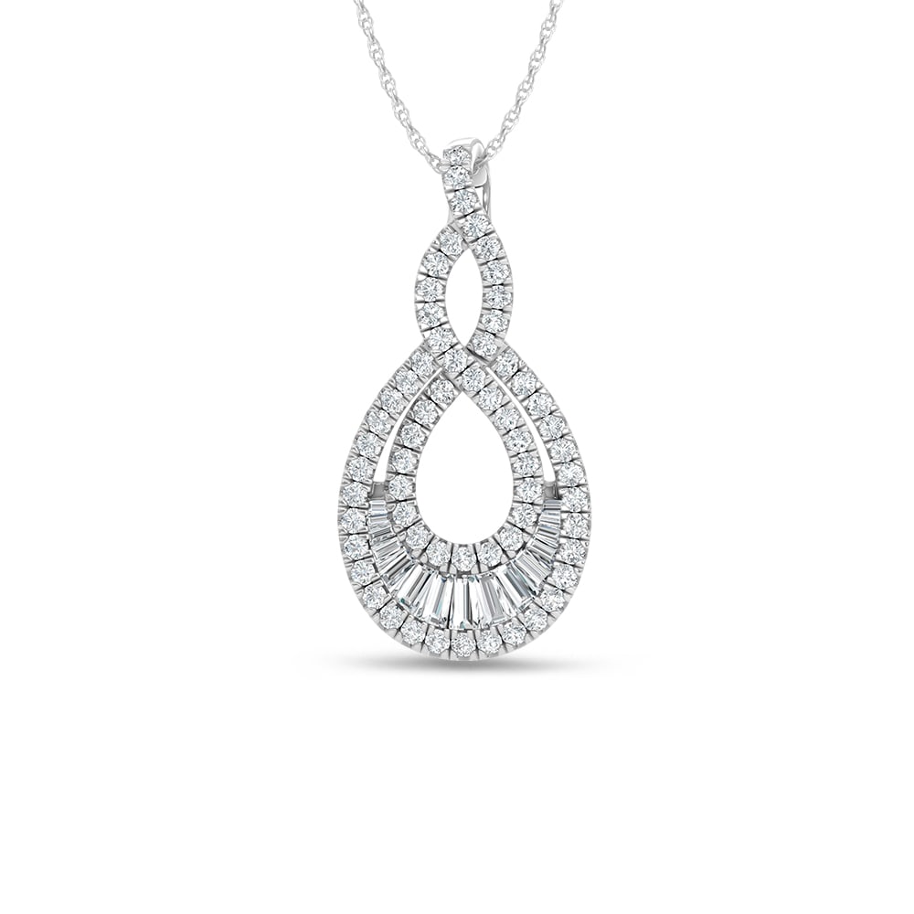 14K White Gold Lab Grown Diamond 2 1/2 Ct.Tw. Fashion Pendant: 14K White Gold Lab Grown Diamond 2 1/2 Ct.Tw. Fashion Pendant Crafted for brilliance, this 14K white gold fashion pendant features lab-grown diamonds totaling 2 1/2 carat total weight. 14k White Gold 