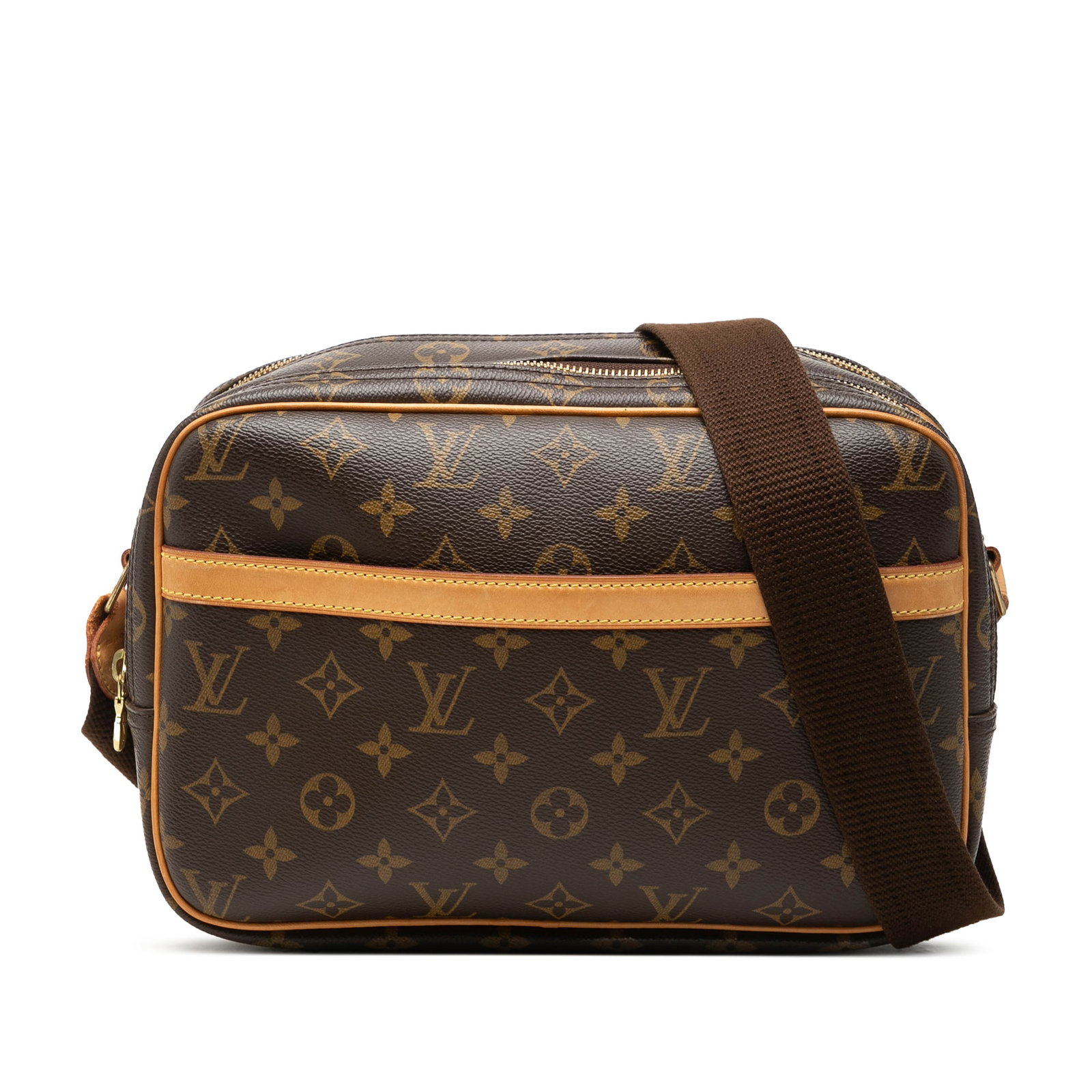 Louis Vuitton Reporter PM Monogram Canvas Crossbody Bag: Louis Vuitton Reporter PM Monogram Canvas Crossbody Bag Louis Vuitton Monogram Reporter PM shoulder bag with a monogram canvas body, vachetta leather trim, an adjustable flat strap, double top-zip com
