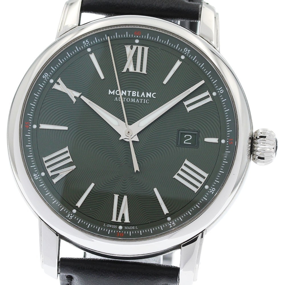 Montblanc Star Legacy 132948 mens automatic date wristwatch: Montblanc Star Legacy 132948 mens automatic date wristwatch Montblanc Star Legacy Date automatic men's wristwatch with a green dial and stainless steel case. It features a date display and comes with 