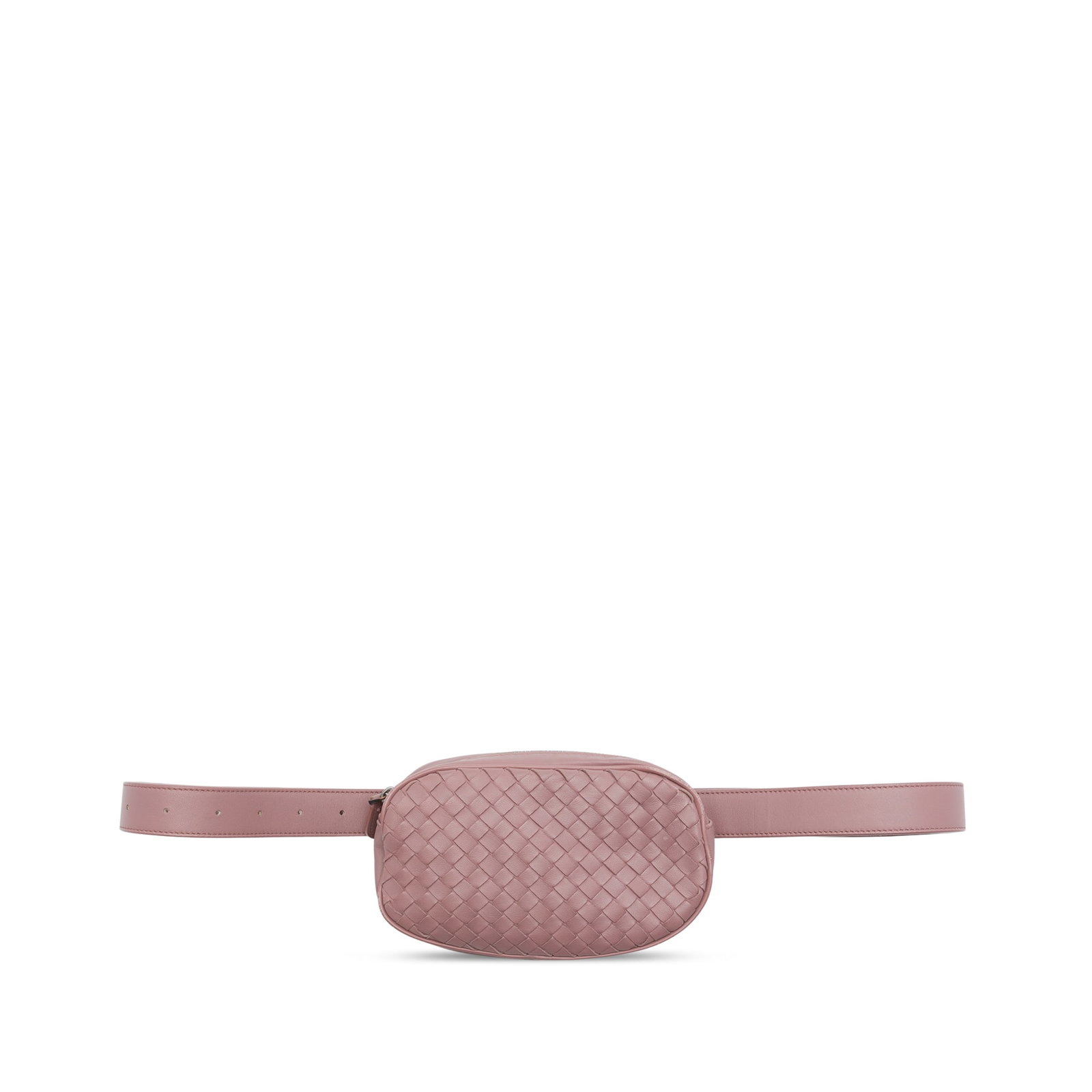 Bottega Veneta Intrecciato Nappa Leather Belt Bag Pink: Bottega Veneta Intrecciato Nappa Leather Belt Bag Pink Bottega Veneta belt bag crafted in pink woven nappa leather with an adjustable flat leather waist strap, belt buckle closure, top zip closure, an