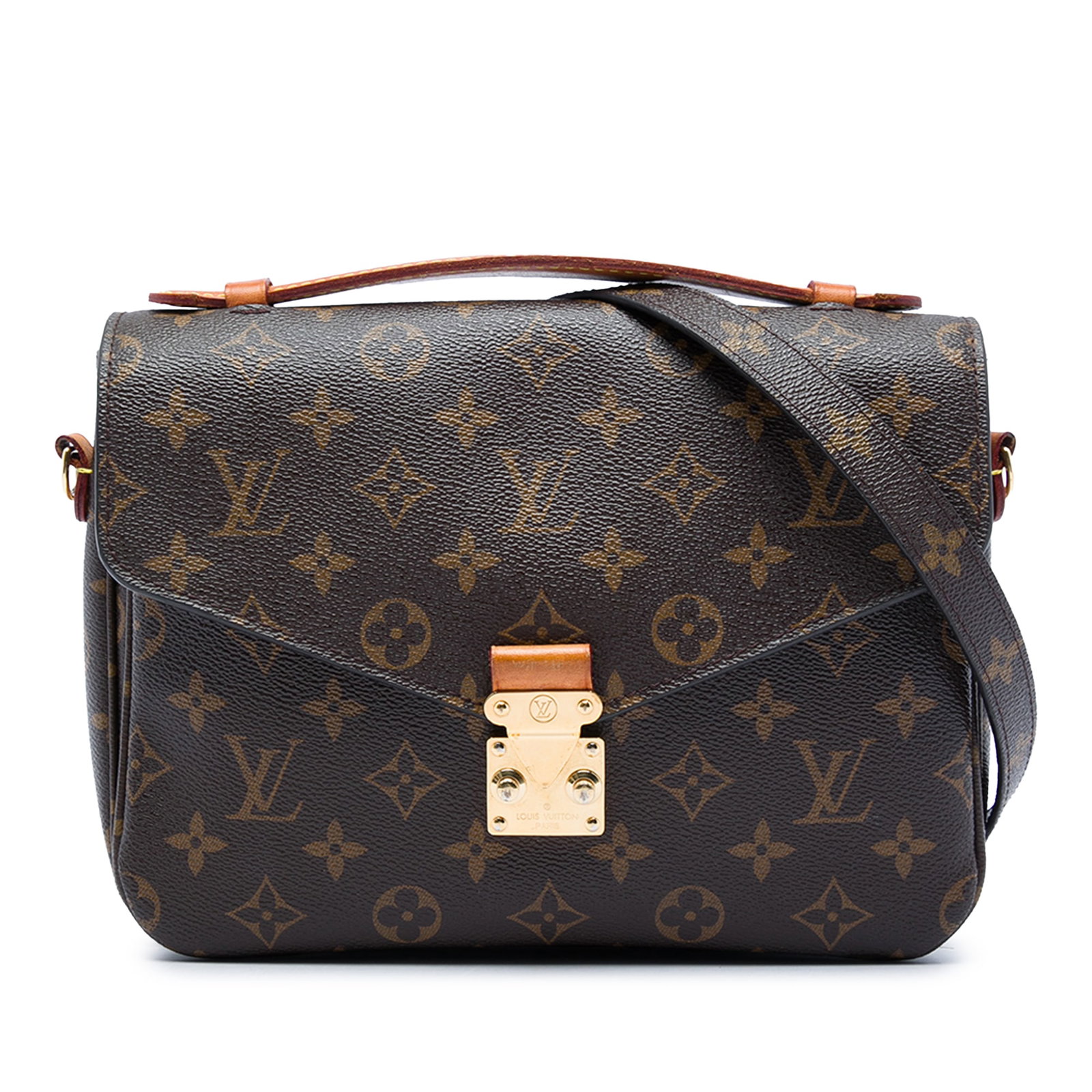 Louis Vuitton Pochette Metis Monogram Shoulder Bag: Louis Vuitton Pochette Metis Monogram Shoulder Bag Louis Vuitton Monogram Pochette Metis shoulder bag crafted with a monogram canvas body, flat vachetta leather top handle, and detachable flat shoulde