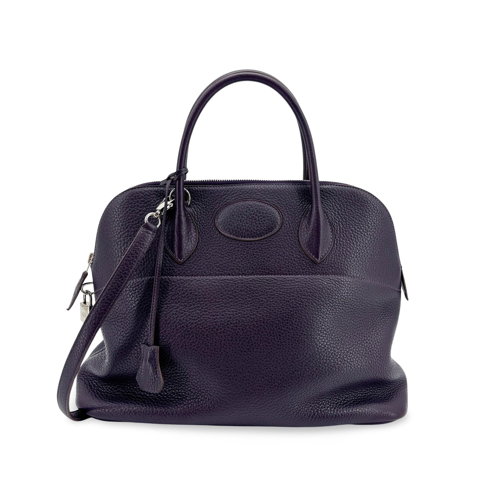 Hermes Bolide Purple Leather Handbag 31cm x 24cm x 12cm: Hermes Bolide Purple Leather Handbag 31cm x 24cm x 12cm Hermes Bolide handbag in purple leather with a structured silhouette and a very good overall condition. It shows light wear consistent with gent