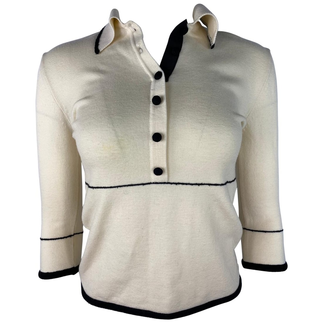 Christian Dior wool sweater top in cream and black size Large (1 of 9)