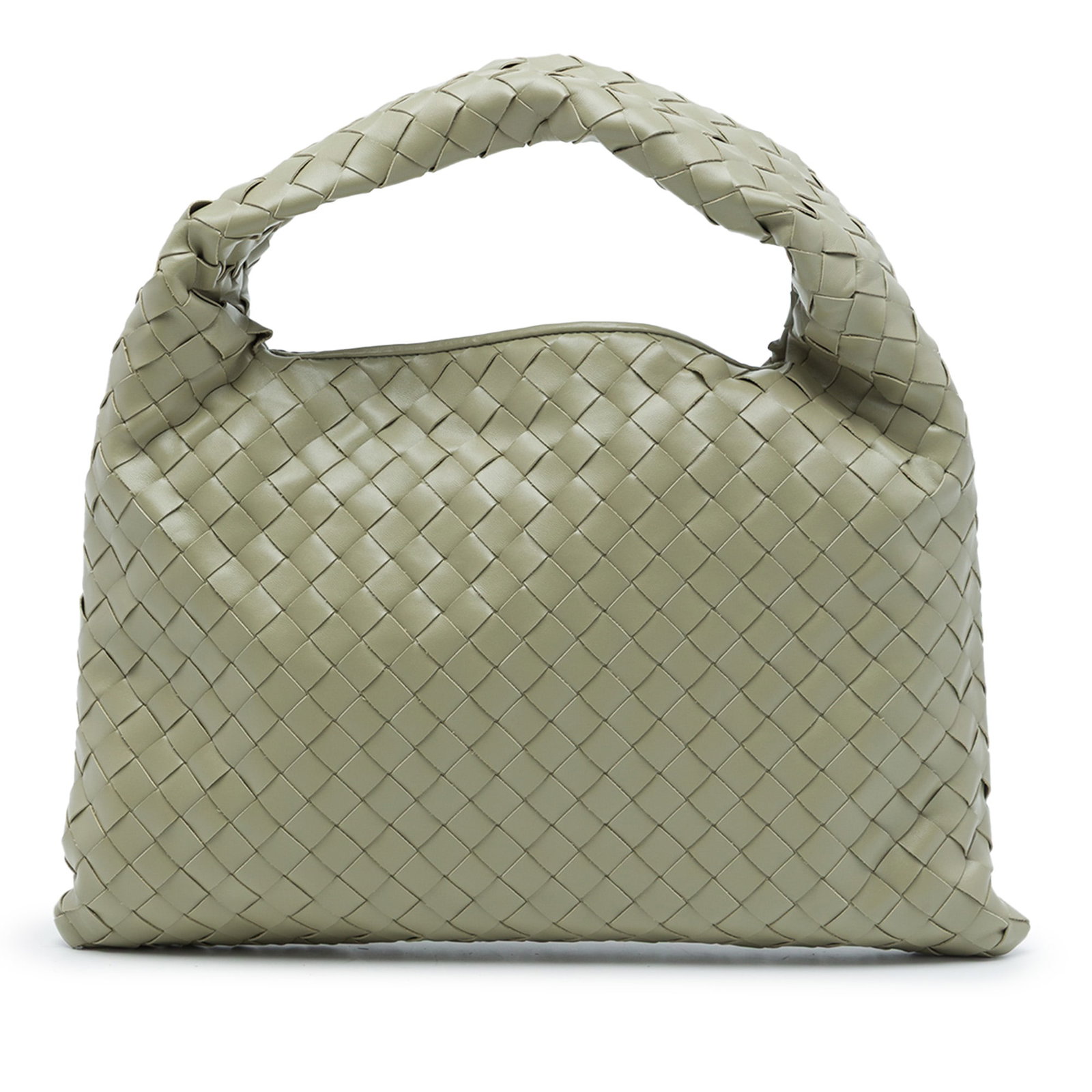 Bottega Veneta Hop Hobo Small Intrecciato Nappa Leather Bag: Bottega Veneta Hop Hobo Small Intrecciato Nappa Leather Bag A Bottega Veneta Small Nappa Intrecciato Hop Hobo in green leather. This hobo bag features the brand's signature woven leather construction,