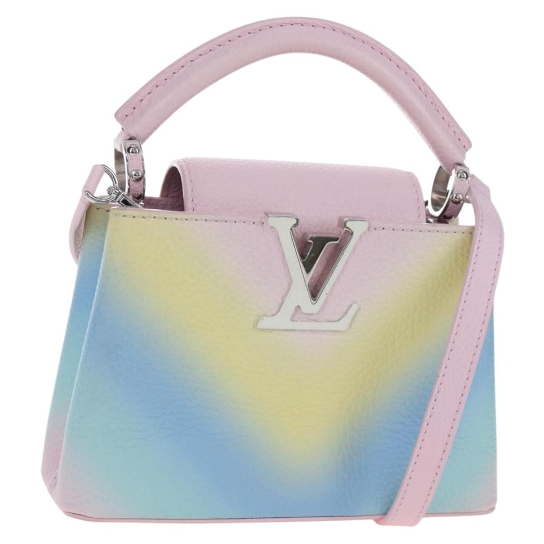 Louis Vuitton M57503 Capucines Mini leather handbag multicolor: Louis Vuitton M57503 Capucines Mini leather handbag multicolor Louis Vuitton Capucines Mini handbag in Taurillon Clemence leather with a multicolor finish. Made in France, this women's handbag include