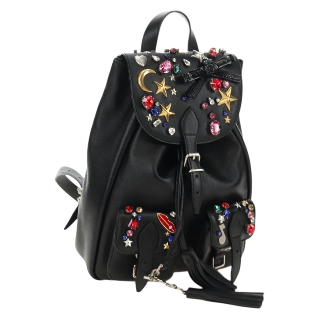 Black Leather Backpack SAINT LAURENT Womens Italy Dust Bag: Black Leather Backpack SAINT LAURENT Womens Italy Dust Bag Saint Laurent women's backpack in black and silver leather, made in Italy. The bag measures approximately 21 cm W x 27 cm H x 9 cm D (8.3 x 1