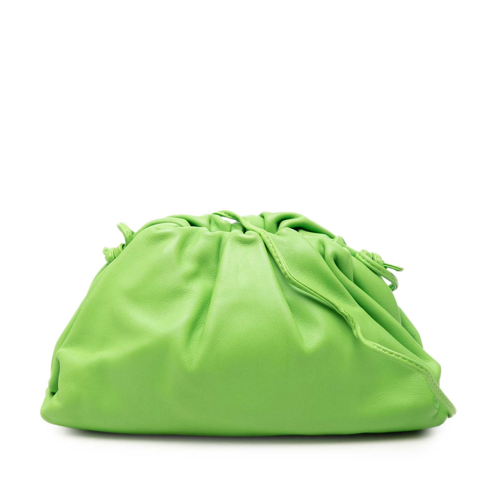 Green Leather Crossbody Bottega Veneta The Mini Pouch: Green Leather Crossbody Bottega Veneta The Mini Pouch A compact Bottega Veneta Mini Pouch Crossbody crafted in green lambskin leather. This crossbody bag features a flat leather strap and a magnetic s