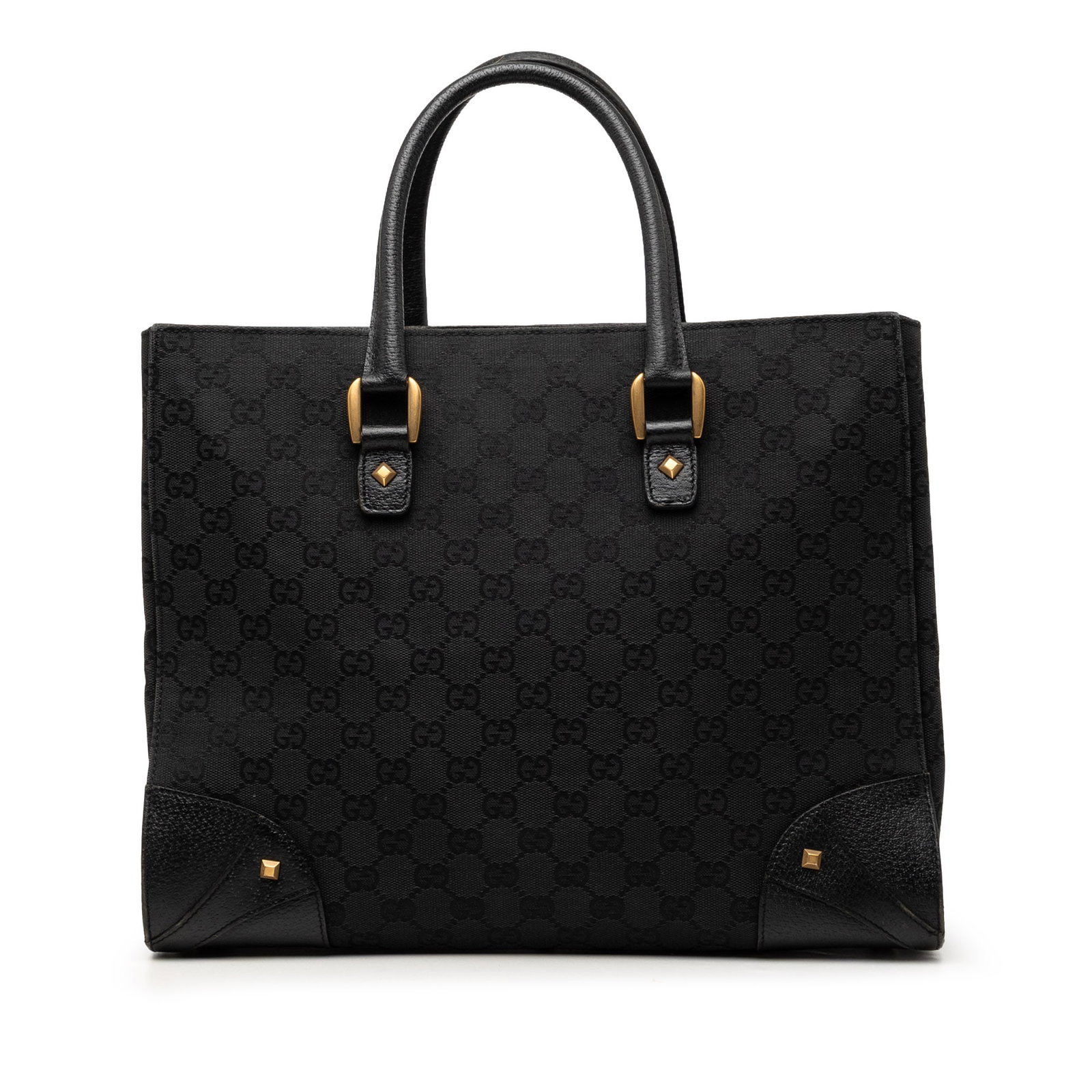 Gucci Nailhead GG Canvas Tote Bag with Leather Trim (1 of 7)