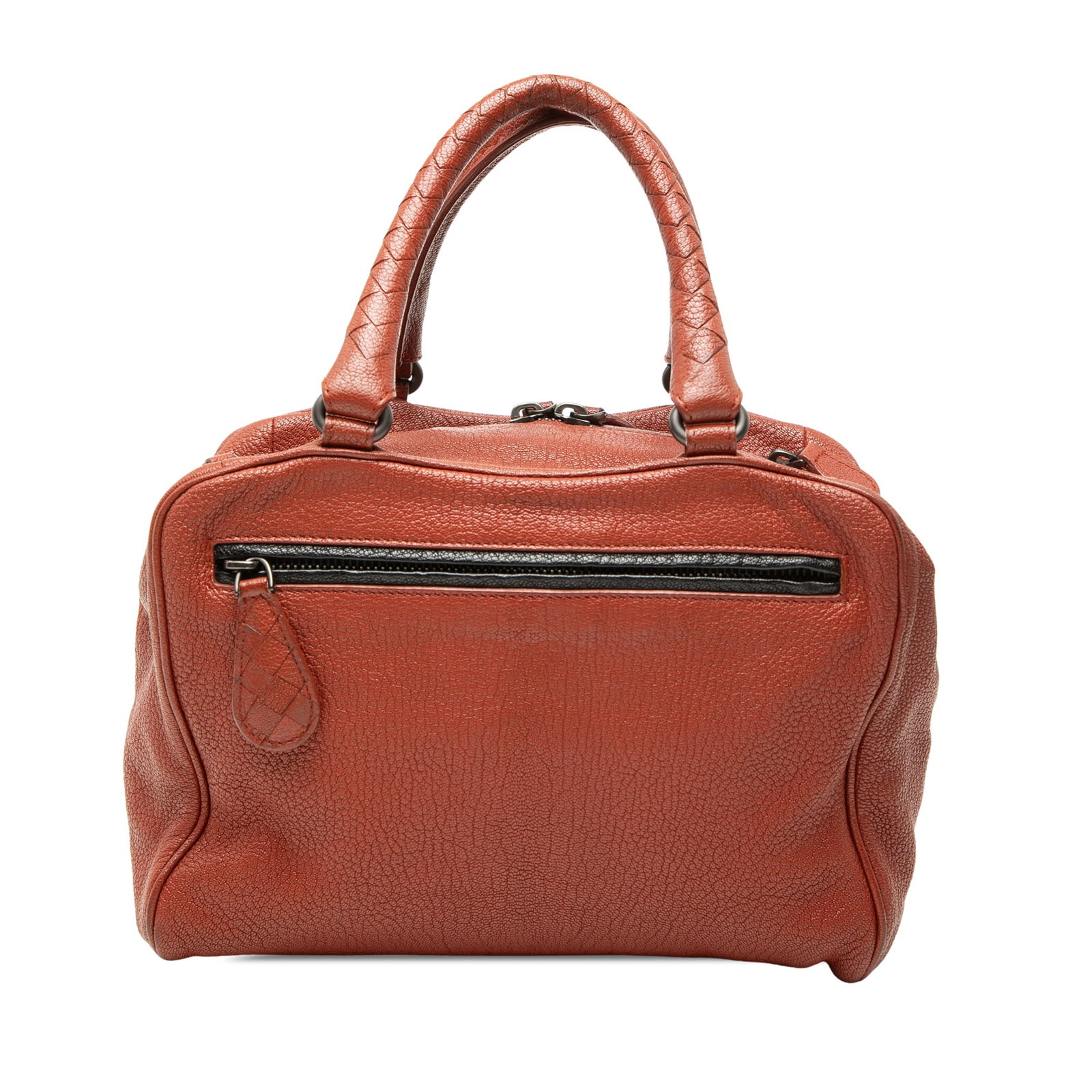 Bottega Veneta Brera small brown goatskin handbag with intrecciato trim: Bottega Veneta Brera small brown goatskin handbag with intrecciato trim A Bottega Veneta Small Intrecciato Trimmed Goatskin Madras Heritage Brera handbag in brown leather, crafted in Italy. This handb