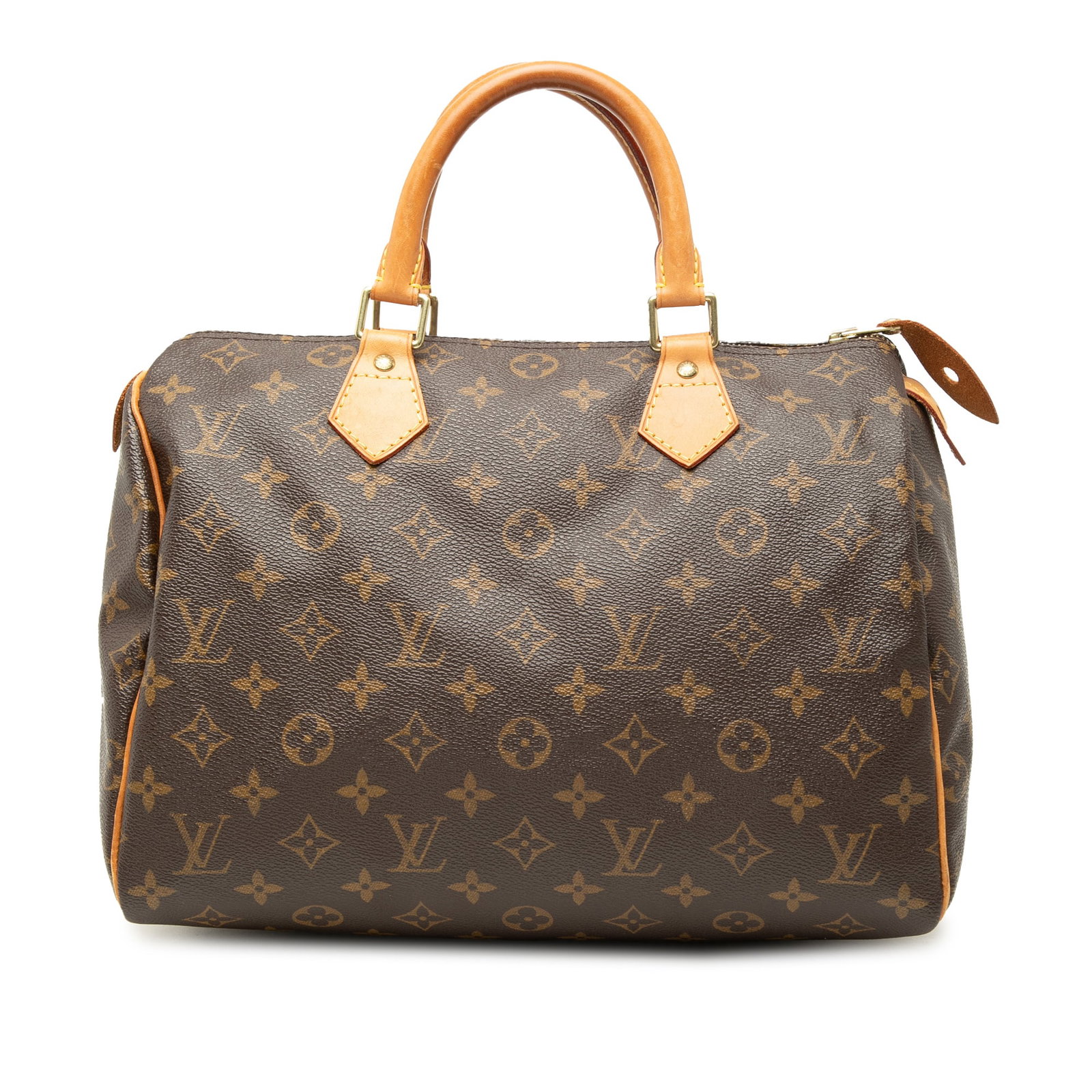 Louis Vuitton Speedy 30 Monogram Canvas Handbag: Louis Vuitton Speedy 30 Monogram Canvas Handbag Louis Vuitton Monogram Speedy 30 handbag crafted with a monogram canvas body, vachetta leather trim, and rolled vachetta leather handles. It features a 