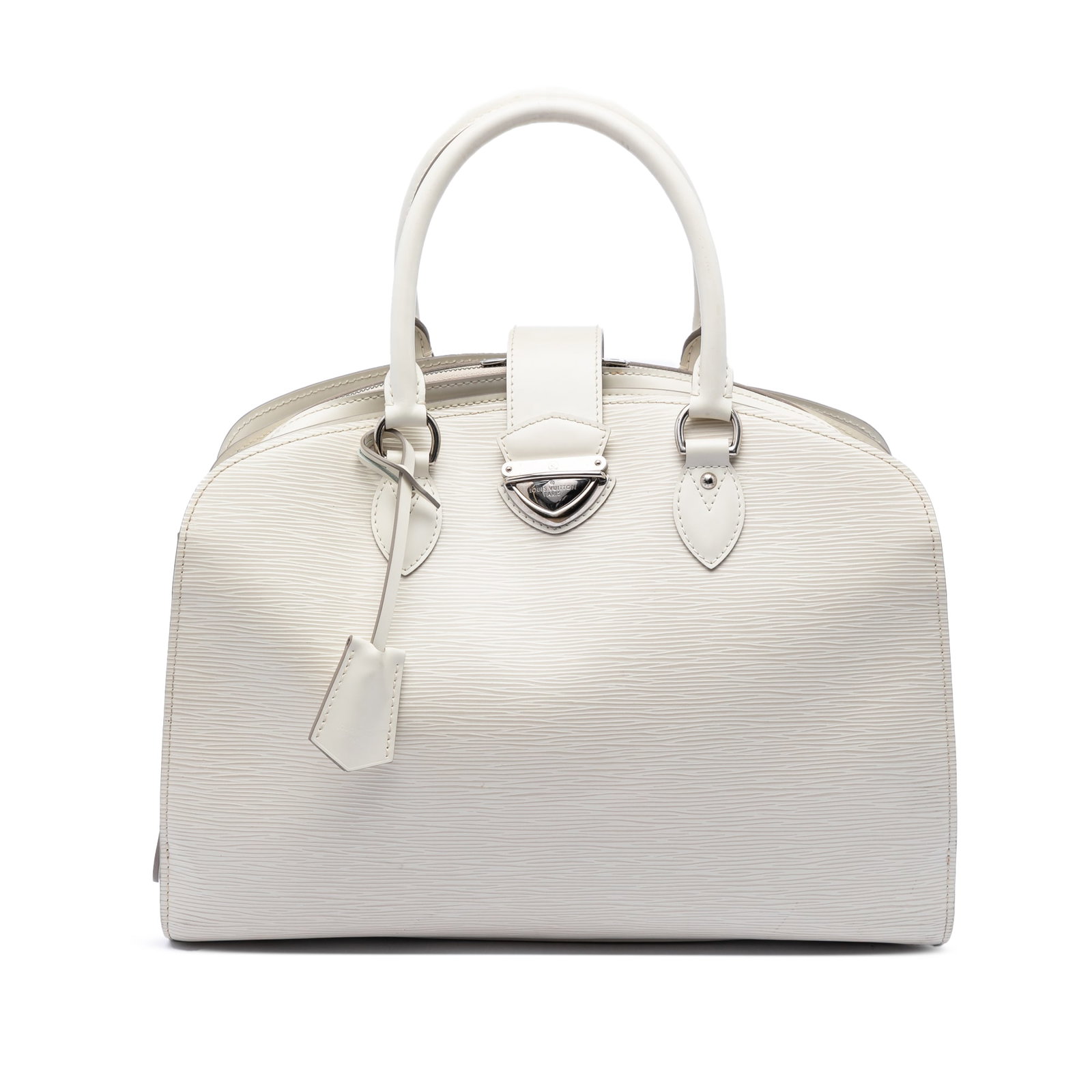 Louis Vuitton Pont Neuf GM Epi Leather Handbag: Louis Vuitton Pont Neuf GM Epi Leather Handbag Louis Vuitton Pont Neuf GM handbag crafted in white Epi leather with rolled leather handles, a top zip closure with strap and push-lock detail, exterior 