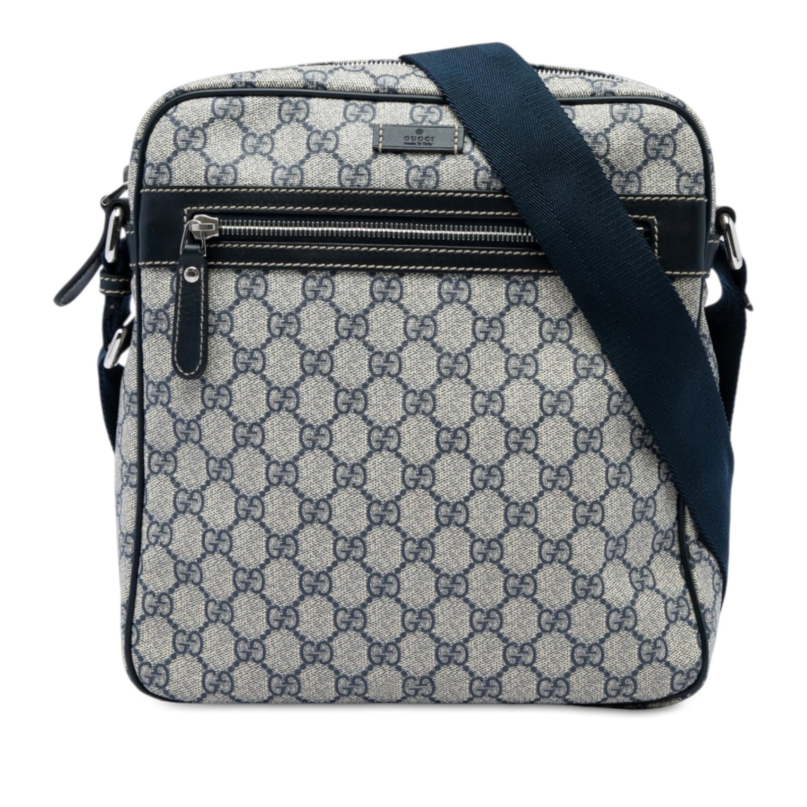 Gucci GG Supreme beige coated canvas crossbody bag: Gucci GG Supreme beige coated canvas crossbody bag Gucci GG Supreme crossbody bag in beige with a coated canvas body and leather trim. It features an adjustable flat strap, a top zip closure, an exter