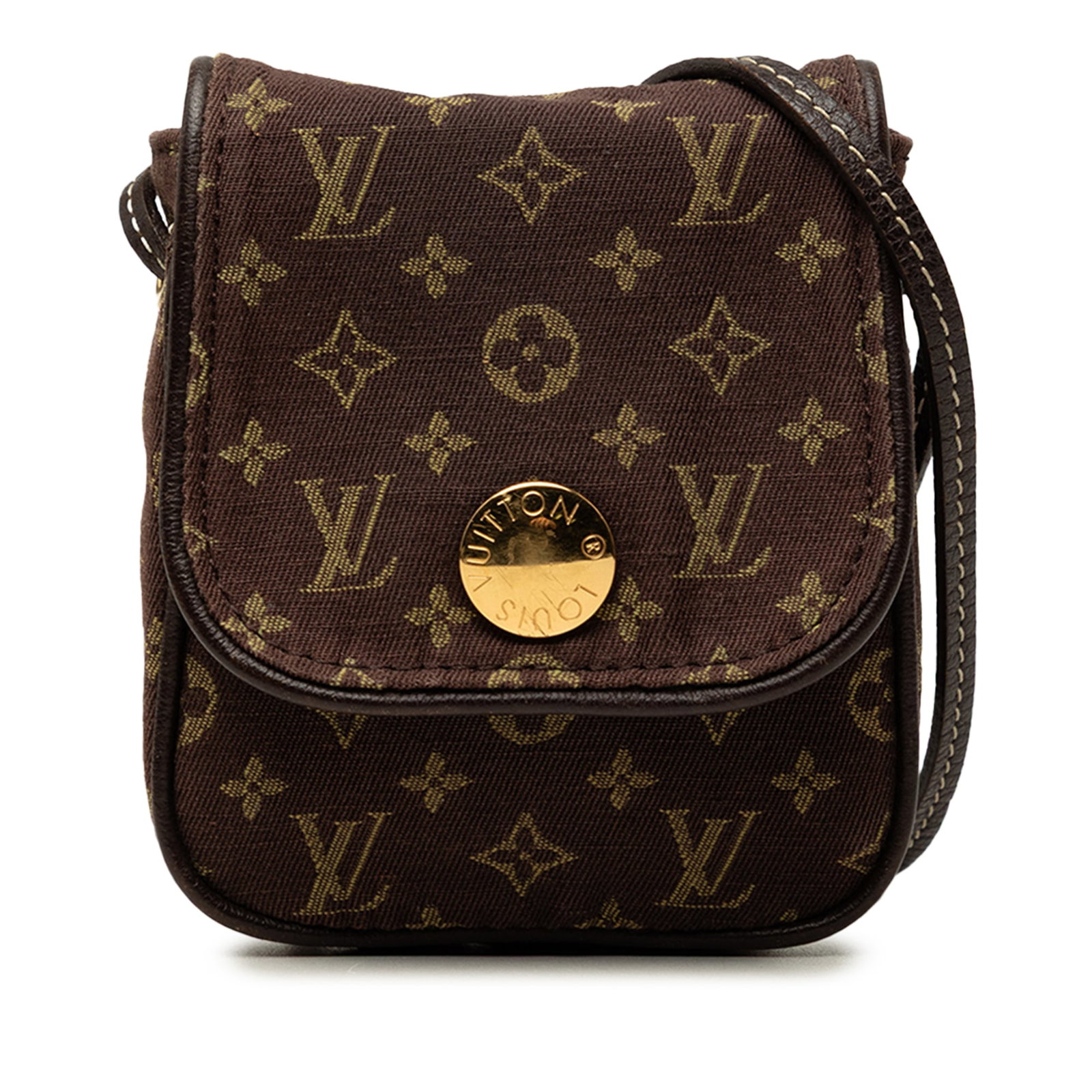 Louis Vuitton Pochette Cancun Mini Lin Monogram Shoulder Bag: Louis Vuitton Pochette Cancun Mini Lin Monogram Shoulder Bag Louis Vuitton Monogram Mini Lin Pochette Cancun in brown fabric with a compact silhouette, flat leather strap, and top flap with snap butto