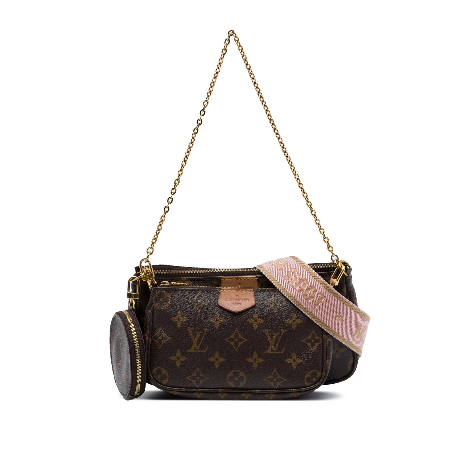 Louis Vuitton Multi Pochette Accessoires Monogram Shoulder Bag: Louis Vuitton Multi Pochette Accessoires Monogram Shoulder Bag Louis Vuitton Monogram Multi Pochette Accessoires bag crafted in monogram canvas with a detachable chain link strap and a detachable flat