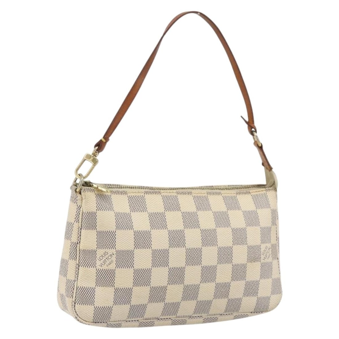 Louis Vuitton Pochette Accessoires Beige Canvas Handbag: Louis Vuitton Pochette Accessoires Beige Canvas Handbag A Louis Vuitton Pochette Accessoires in beige canvas with a compact silhouette and leather trim. Made in Spain, this piece is in good condition 