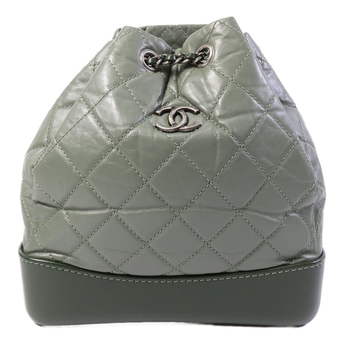 CHANEL Gabrielle A94485 Green Lambskin CC Backpack (1 of 17)