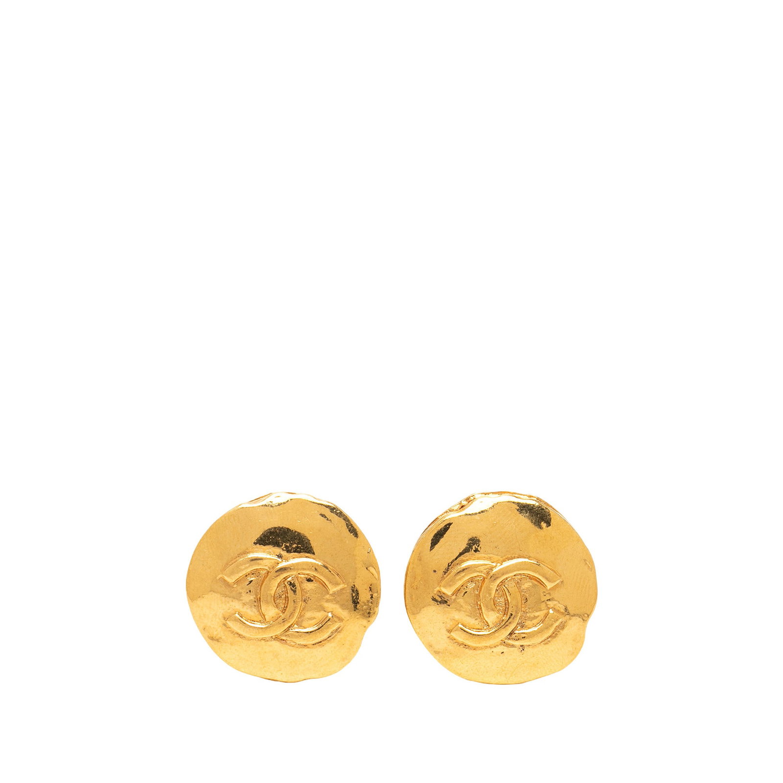 Chanel CC Button Clip-On Earrings Gold Plated Metal (1 of 3)