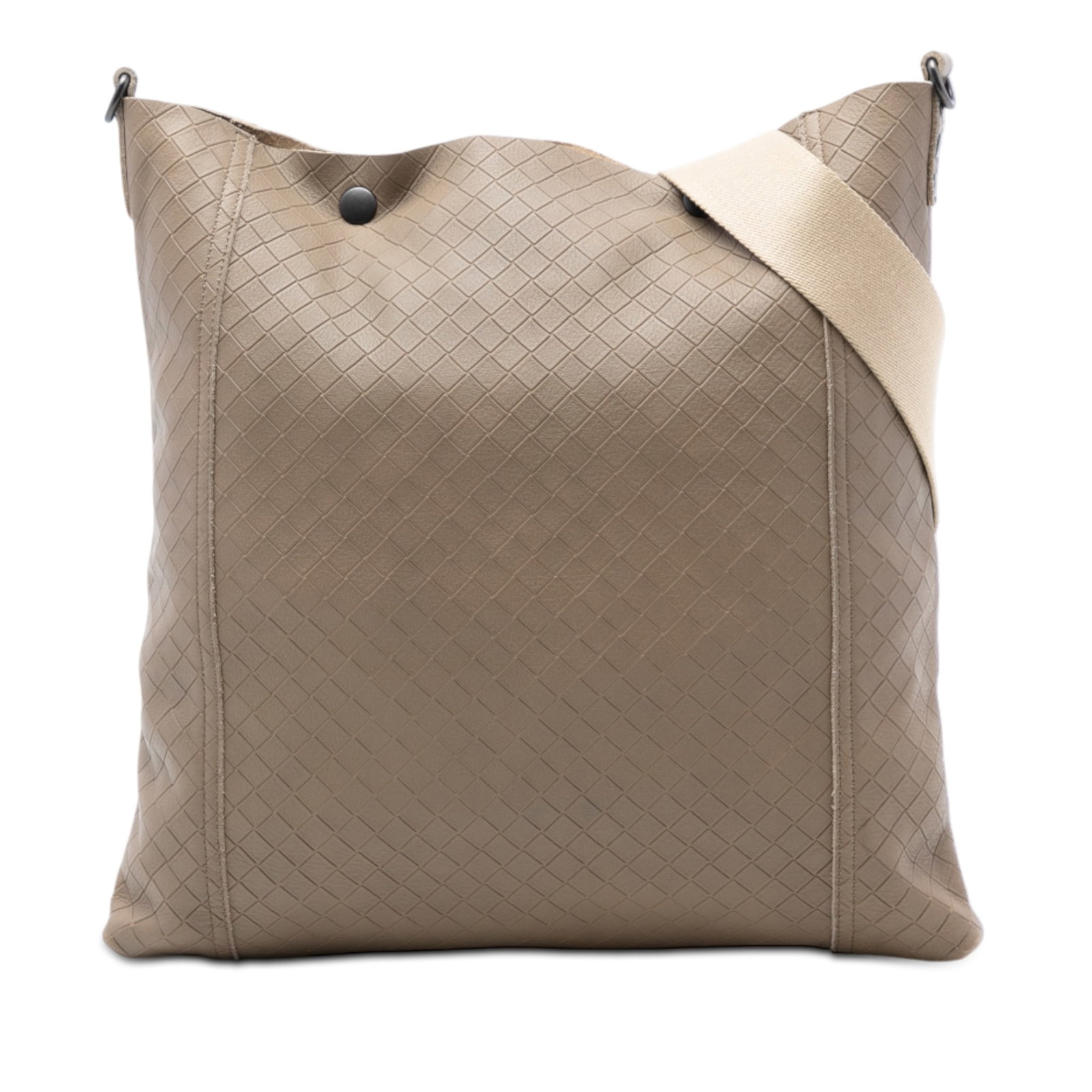 Bottega Veneta Intrecciomirage Beige Leather Crossbody Bag with Adjustable Strap: Bottega Veneta Intrecciomirage Beige Leather Crossbody Bag with Adjustable Strap This Bottega Veneta Intrecciomirage crossbody bag is crafted from embossed beige leather and features an adjustable, de