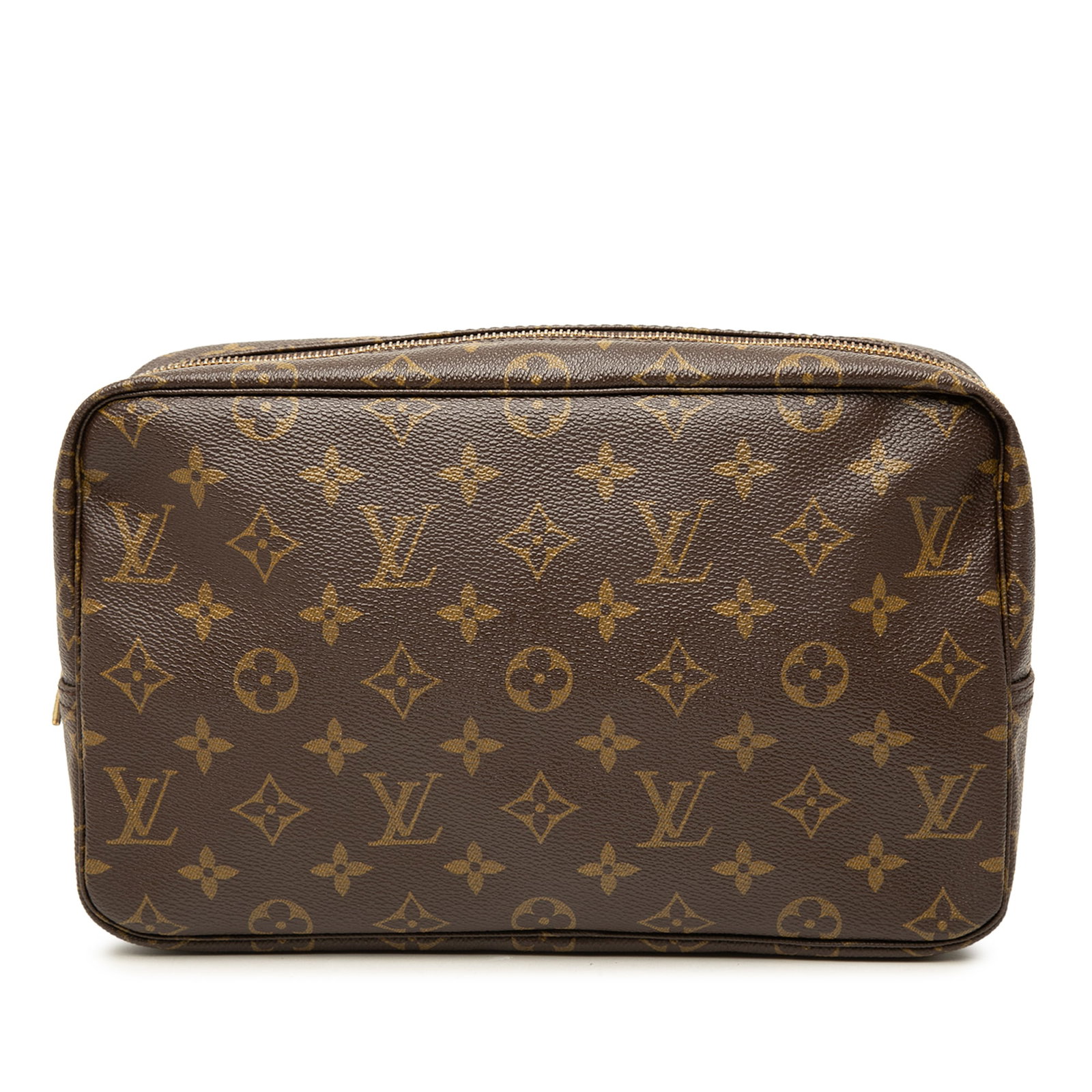 Louis Vuitton Trousse Toilette 28 Monogram Canvas Pouch: Louis Vuitton Trousse Toilette 28 Monogram Canvas Pouch A Louis Vuitton Monogram Trousse Toilette 28 cosmetic bag crafted with a monogram canvas body, top zip closure, and an interior slip pocket. Mad