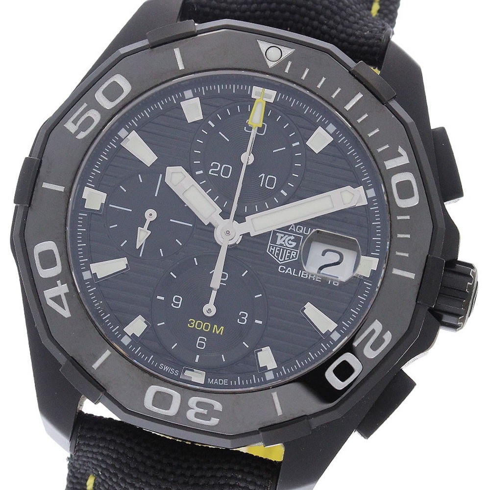 TAG Heuer Aquaracer Caliber 16 automatic chronograph watch CAY218A-0: TAG Heuer Aquaracer Caliber 16 automatic chronograph watch CAY218A-0 TAG Heuer Aquaracer Caliber 16 automatic chronograph wristwatch with date display and small seconds. This men's watch features a bl