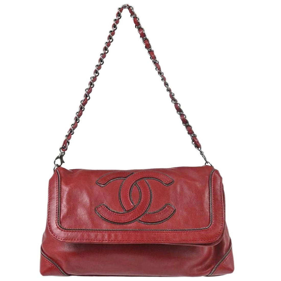 CHANEL Top Handle Handbag Bordeaux Calfskin Leather Large: CHANEL Top Handle Handbag Bordeaux Calfskin Leather Large Chanel top handle handbag in bordeaux calfskin with logo accents and a nylon lining. This women's large handbag features inner pockets and inc