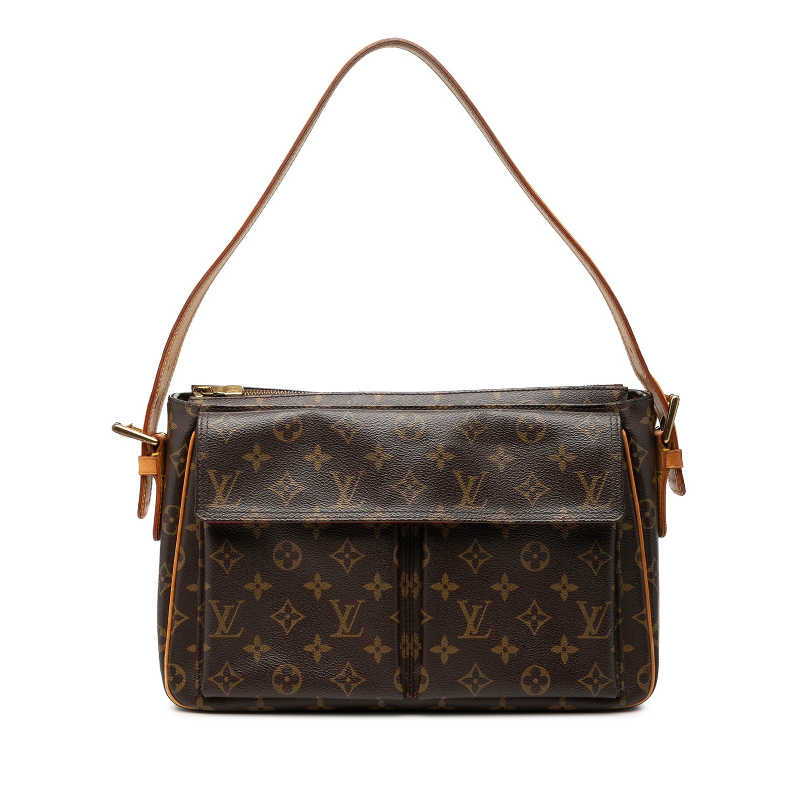 Louis Vuitton Viva Cite GM Monogram Shoulder Bag: Louis Vuitton Viva Cite GM Monogram Shoulder Bag Louis Vuitton Monogram Viva Cite GM shoulder bag with monogram canvas, vachetta leather trim, and an adjustable vachetta leather shoulder strap. The de
