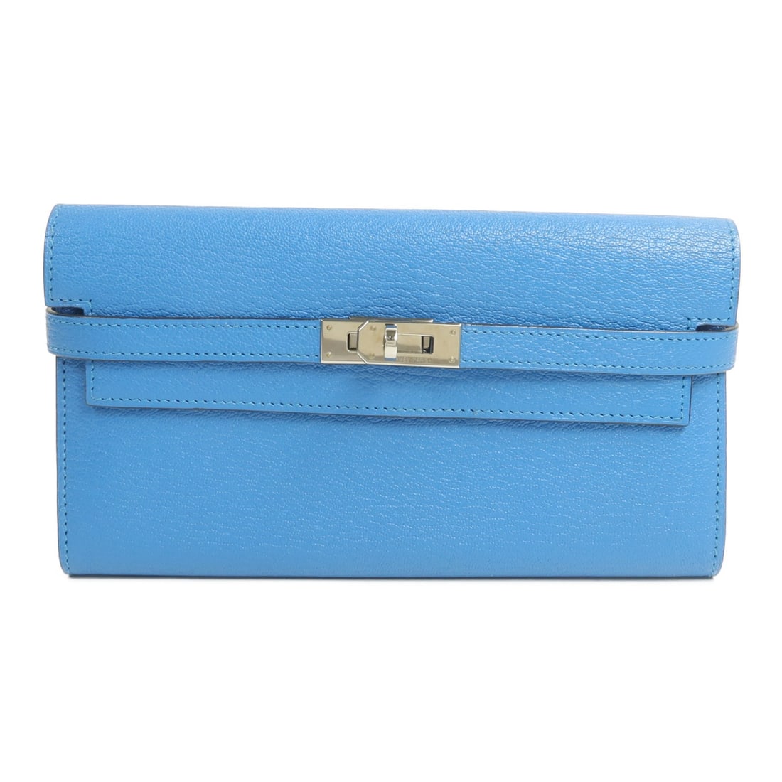 Hermes Kelly long wallet in Bleu Zanzibar Chevre leather PHW (1 of 15)
