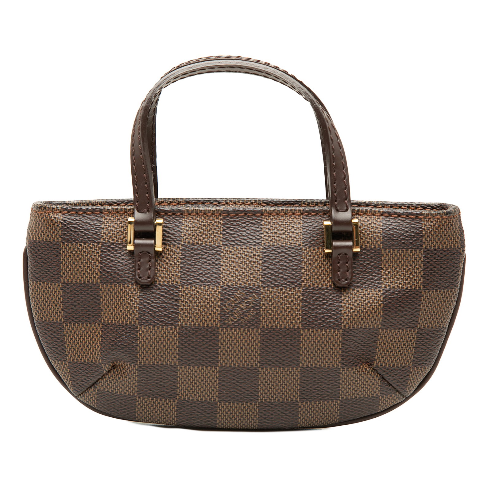 Louis Vuitton Manosque Pochette GM Damier Ebene Brown Bag: Louis Vuitton Manosque Pochette GM Damier Ebene Brown Bag A Louis Vuitton Damier Ebene Manosque Pochette made in France. This bag features a brown damier ebene fabric body, flat leather handles, and a