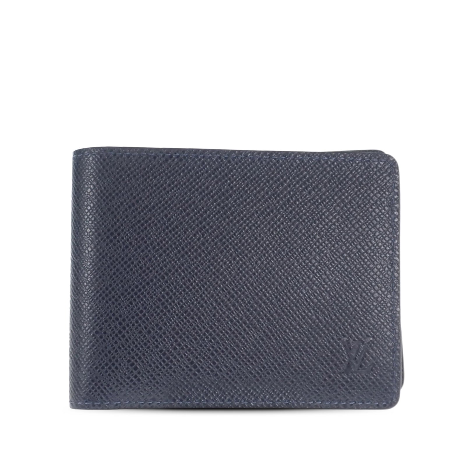 Louis Vuitton Taiga Leather Multiple Wallet Blue: Louis Vuitton Taiga Leather Multiple Wallet Blue Louis Vuitton Taiga Multiple Wallet crafted in blue Taiga leather with interior slip compartments. Made in France. Condition AB with visible wear inclu
