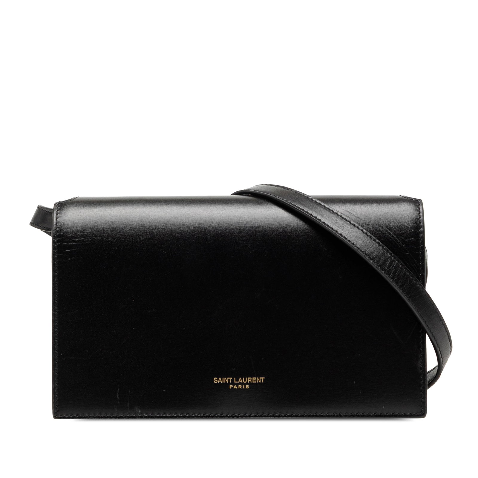 Saint Laurent Smooth Calfskin Leather Crossbody Bag Black: Saint Laurent Smooth Calfskin Leather Crossbody Bag Black A Saint Laurent Smooth Calfskin Crossbody bag in black, made in Italy. It features a leather body, an adjustable flat leather strap, a front f