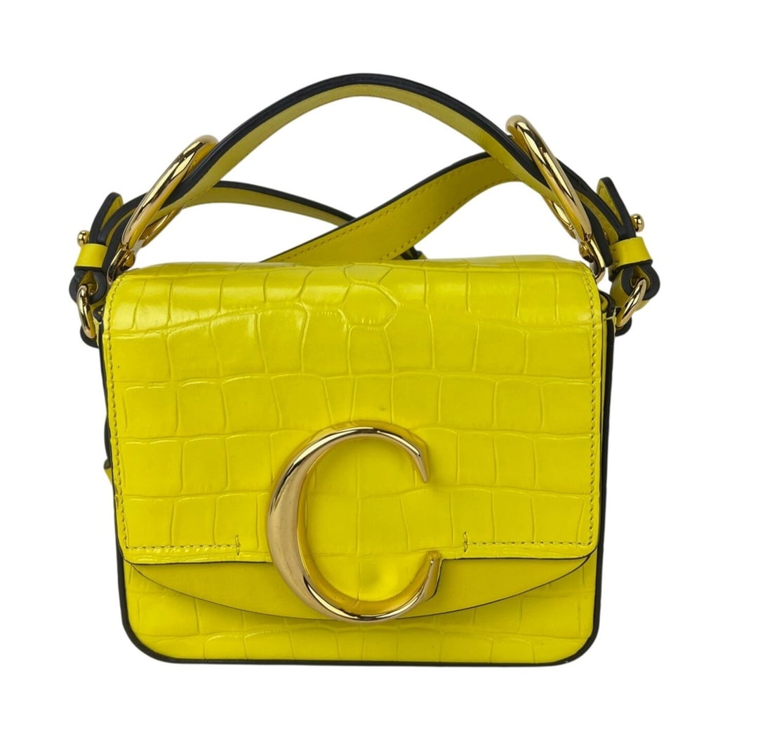 Chloe Chloe C Mini Yellow Croc Embossed Leather Crossbody Bag (1 of 17)