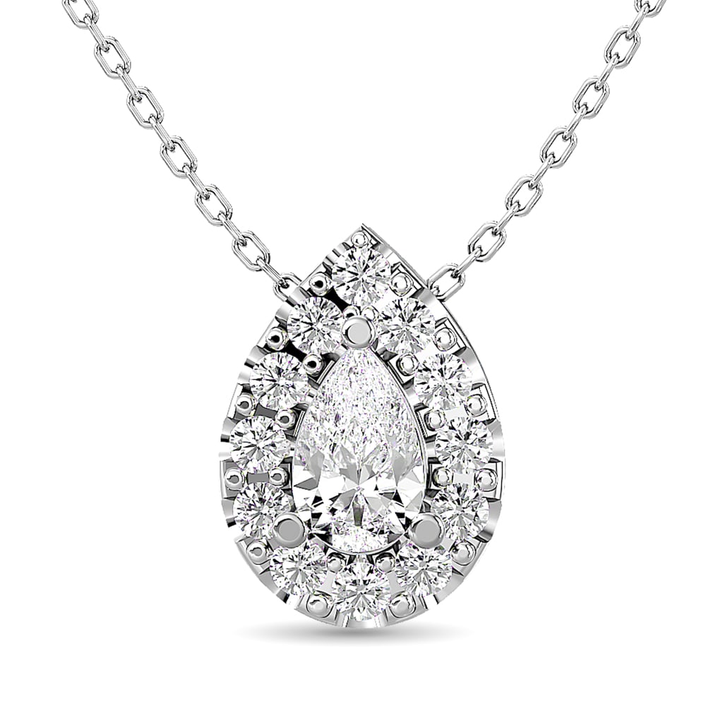 Diamond Round Cut Fashion Pendant 1/4 Ct.tw in 14K White Gold: Diamond Round Cut Fashion Pendant 1/4 Ct.tw in 14K White Gold 14k White Gold Stone Color: Gh Stone Clarity: Si2 Unless otherwise specified, pendants that include a chain are paired with our standard 1