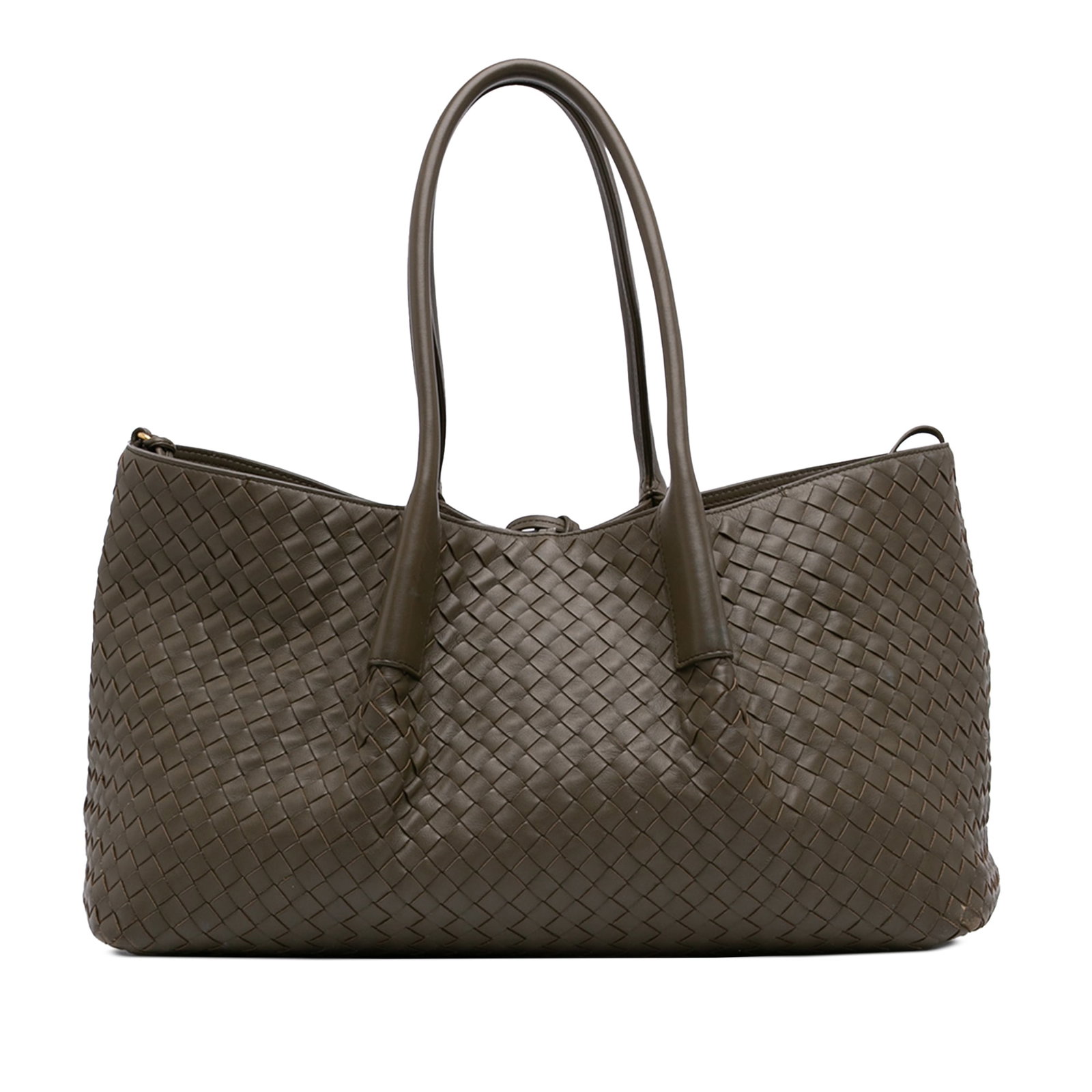Bottega Veneta Pinacoteca Intrecciato Large Brown Leather Tote: Bottega Veneta Pinacoteca Intrecciato Large Brown Leather Tote A Bottega Veneta Large Calfskin Intrecciato Pinacoteca Tote in brown leather with the brand's signature woven body. This tote features ro