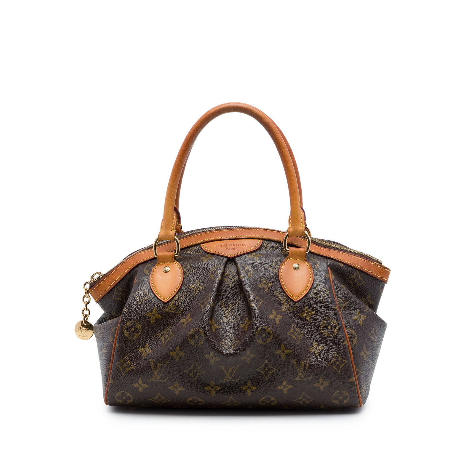 Louis Vuitton Tivoli PM Monogram Canvas Handbag Brown: Louis Vuitton Tivoli PM Monogram Canvas Handbag Brown Louis Vuitton Monogram Tivoli PM handbag featuring a monogram canvas body with vachetta leather trim, rolled vachetta leather handles, a top zip c