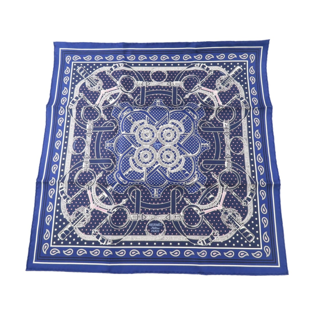 Hermes Silk Scarf Blue Multi 55cm with Storage Box: Hermes Silk Scarf Blue Multi 55cm with Storage Box Hermes silk scarf in blue and multicolor, measuring 55 cm x 55 cm (21.7 in x 21.7 in). It comes with a storage box and is noted as Pristine condition