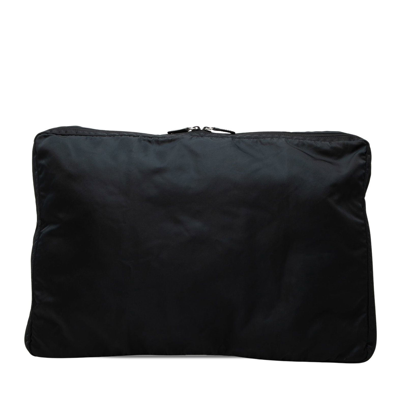 Prada Tessuto nylon portfolio pouch with zip closure: Prada Tessuto nylon portfolio pouch with zip closure Prada Tessuto Zip Top Portfolio in black with a nylon body and two-way zip-around closure. Made in Italy, this slim pouch-style small leather goods