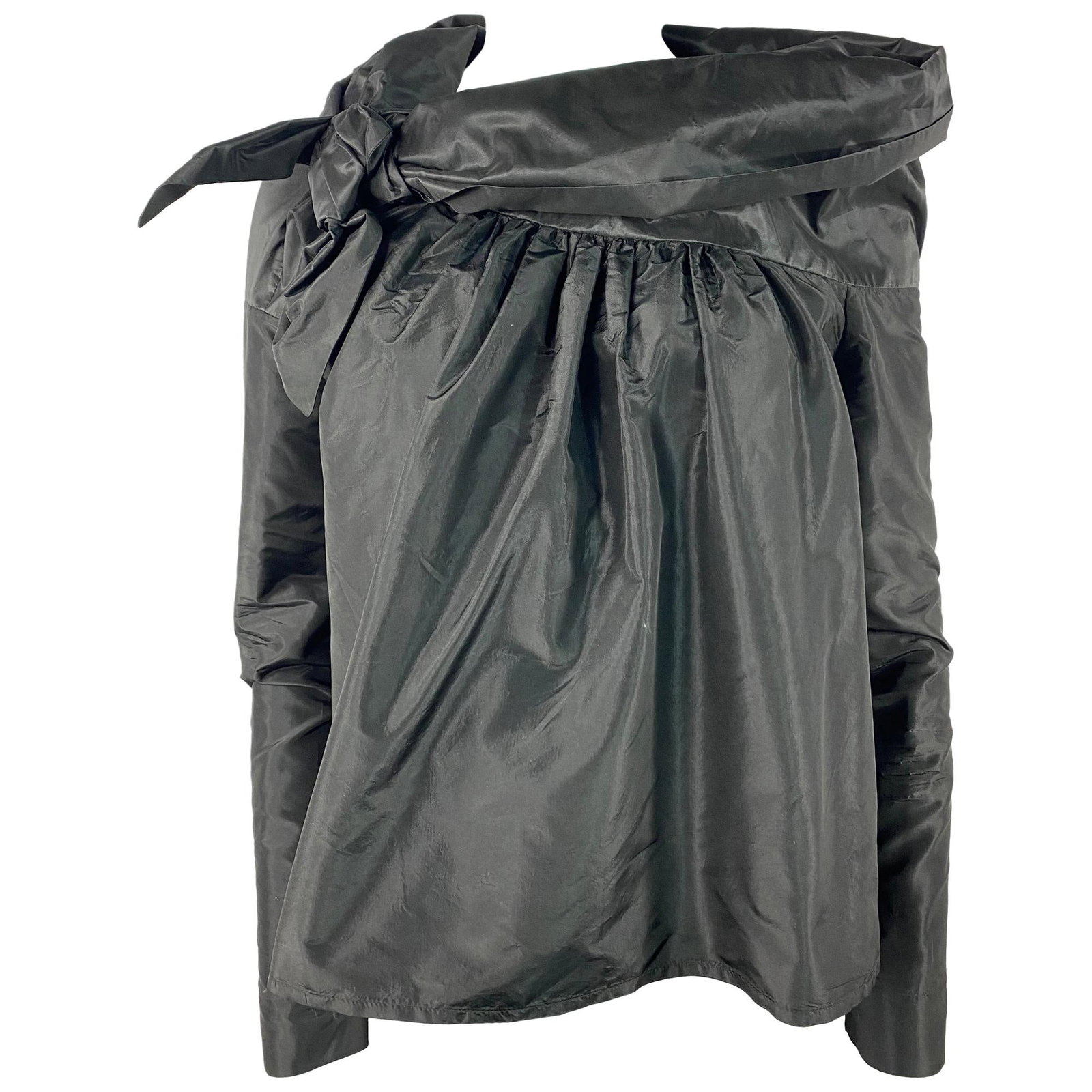 Isa Arfen silk blouse in black with bow collar size 8 (1 of 9)