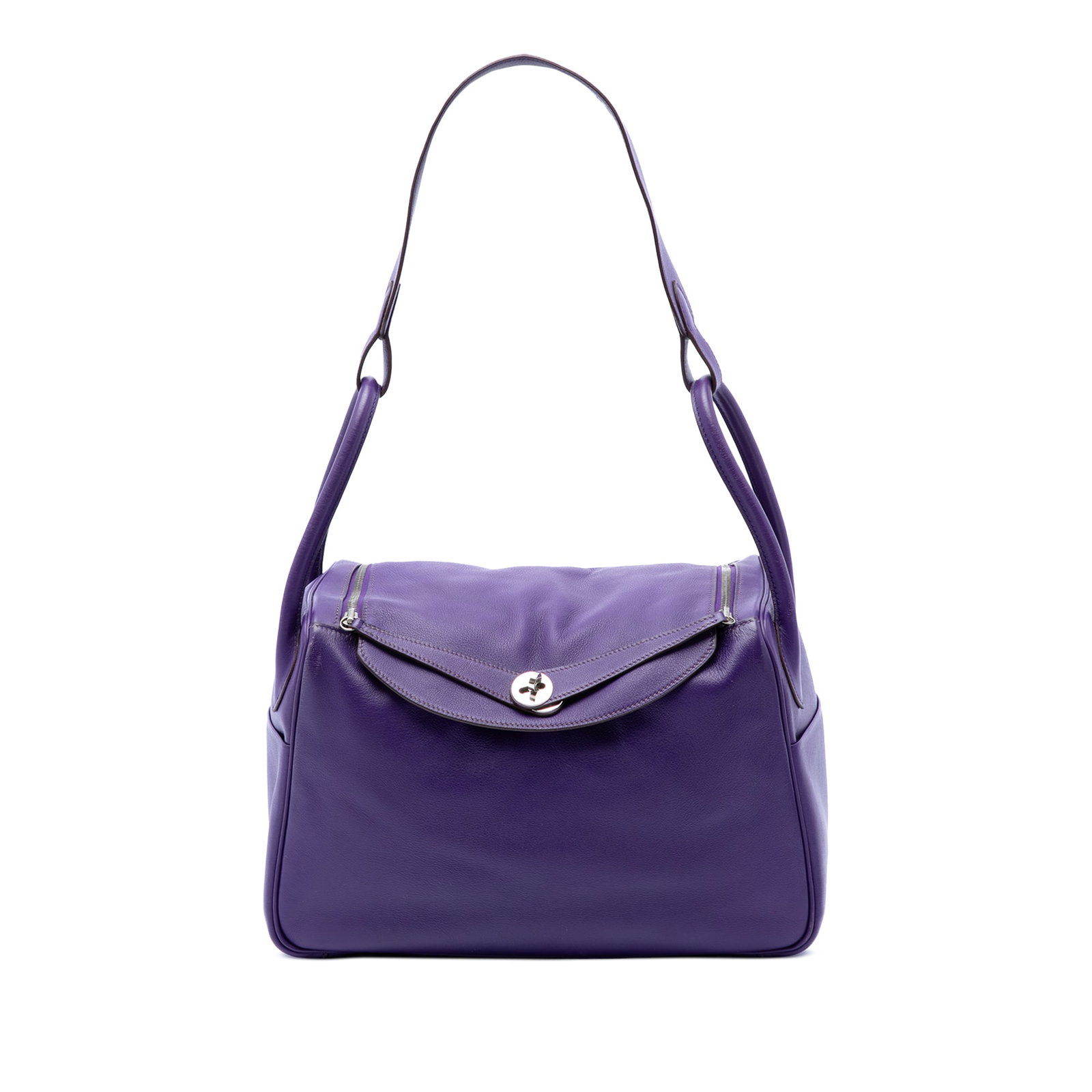 Hermes Lindy 34 Swift Leather Shoulder Bag Violet: Hermes Lindy 34 Swift Leather Shoulder Bag Violet Hermes Lindy 34 handbag crafted in Violet Swift leather with rolled leather handles, a flat leather strap, double top zip closures, a top flap, and a 