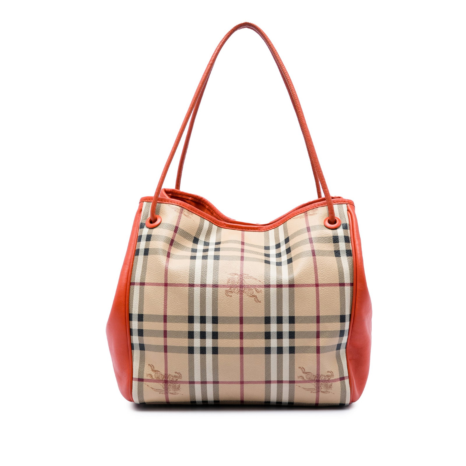 Burberry Canterbury Small Tote in Haymarket Check Coated Canvas Calfskin: Burberry Canterbury Small Tote in Haymarket Check Coated Canvas Calfskin Burberry Canterbury tote in Haymarket check coated canvas with calfskin leather trim and rolled leather straps. The open-top de