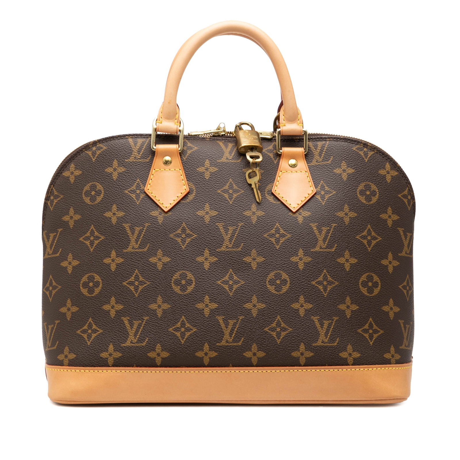 Louis Vuitton Alma PM Monogram Canvas Top Handle Bag: Louis Vuitton Alma PM Monogram Canvas Top Handle Bag Louis Vuitton Monogram Alma PM handbag crafted with a monogram canvas body, vachetta leather trim, and rolled vachetta leather handles. The bag fea