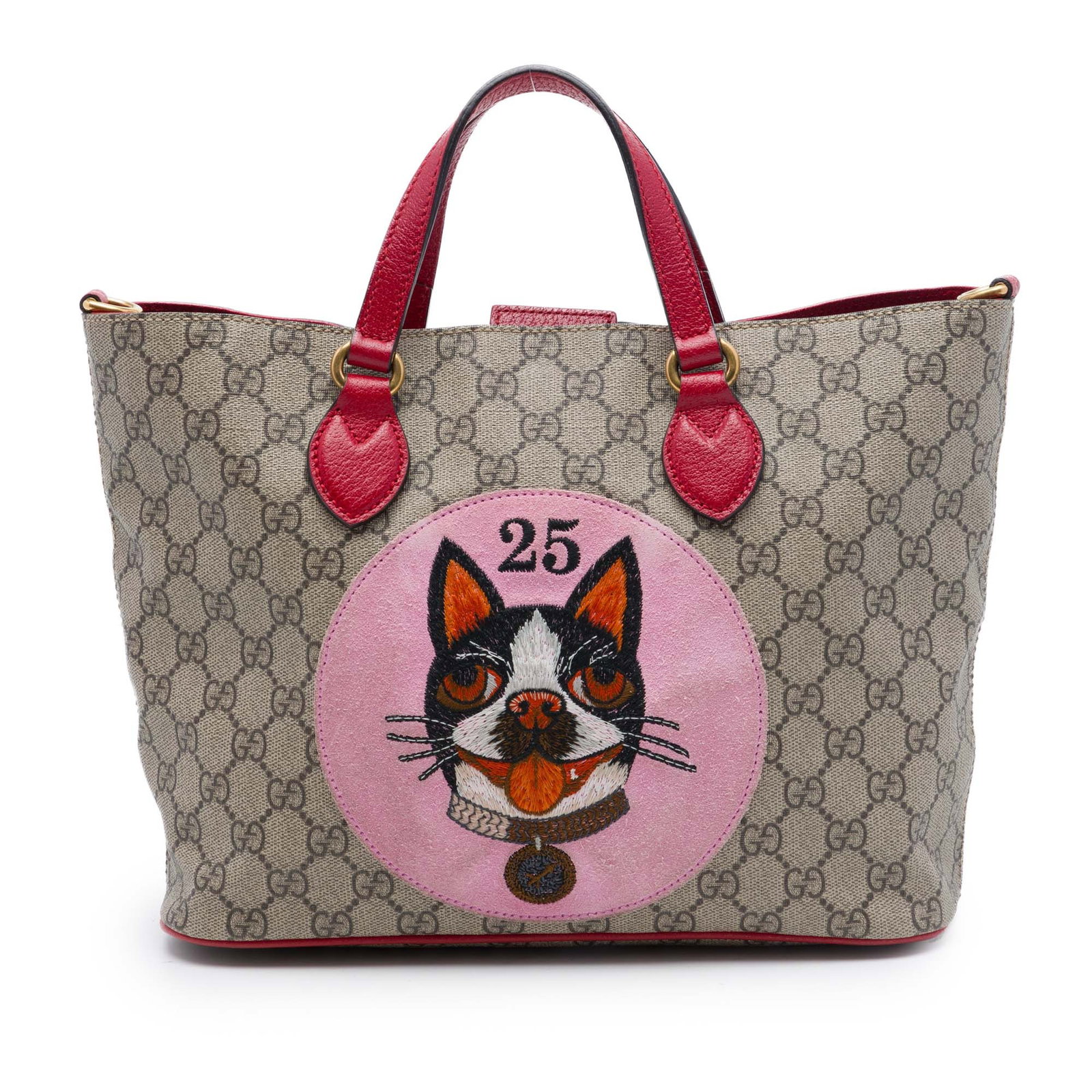 Gucci Bosco Web Satchel in GG Supreme Coated Canvas: Gucci Bosco Web Satchel in GG Supreme Coated Canvas Gucci Small GG Supreme Web Bosco Satchel in beige with a coated canvas body and leather trim. This satchel features flat leather handles, an open to