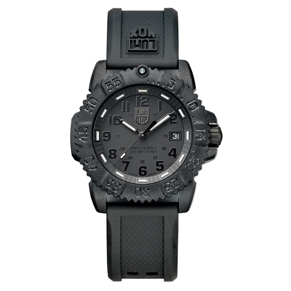 Luminox Navy SEAL Colormark XS.7051.BO.1 38mm Quartz Black Dial Watch: Luminox Navy SEAL Colormark XS.7051.BO.1 38mm Quartz Black Dial Watch Luminox Navy SEAL Colormark wristwatch with a black dial and black rubber strap. This un-used quartz watch features an analog disp