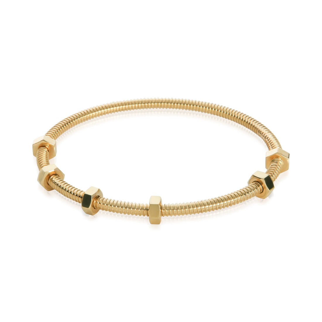 Cartier Ecrou 18k Yellow Gold Bracelet with Box Papers: Cartier Ecrou 18k Yellow Gold Bracelet with Box Papers Pre-owned Cartier Ecrou bracelet crafted in yellow gold. This unisex piece features a pusher clasp and comes with its original box, papers, certi