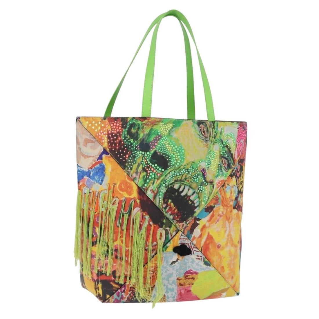 LOEWE Richard Hawkins Puzzlefold XL Leather Tote Bag Green Chrome: LOEWE Richard Hawkins Puzzlefold XL Leather Tote Bag Green Chrome LOEWE Puzzlefold Tote XL in green and chrome leather. This women's tote bag is made in Spain and includes a dust bag. It is in pristin