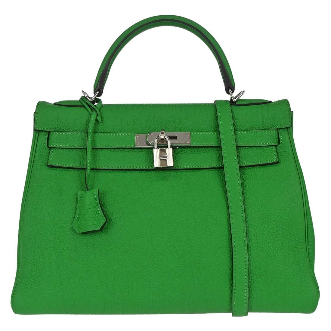Hermes Kelly 32 Retourne Bambou Togo 2way Satchel Bag: Hermes Kelly 32 Retourne Bambou Togo 2way Satchel Bag Hermes Kelly 32 Retourne 2-way handbag in Bambou Togo leather with silver-tone hardware. This women's satchel features a turn-lock flap closure, t